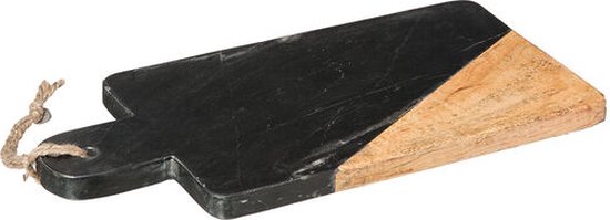 Snijplank - Serveerplank in Zwart Marmer en Mangohout 30 x 15 cm